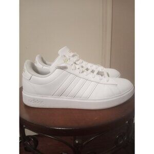 Adidas Cloudfoam Comfort Trainers Size 9 White Leather Stripe HWK1Y3010 Tennis